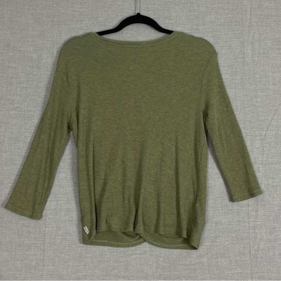 Eddie Bauer Cross Front Thermal Shirt XS Green Three Quarter Sleeve - Picture 2 of 10